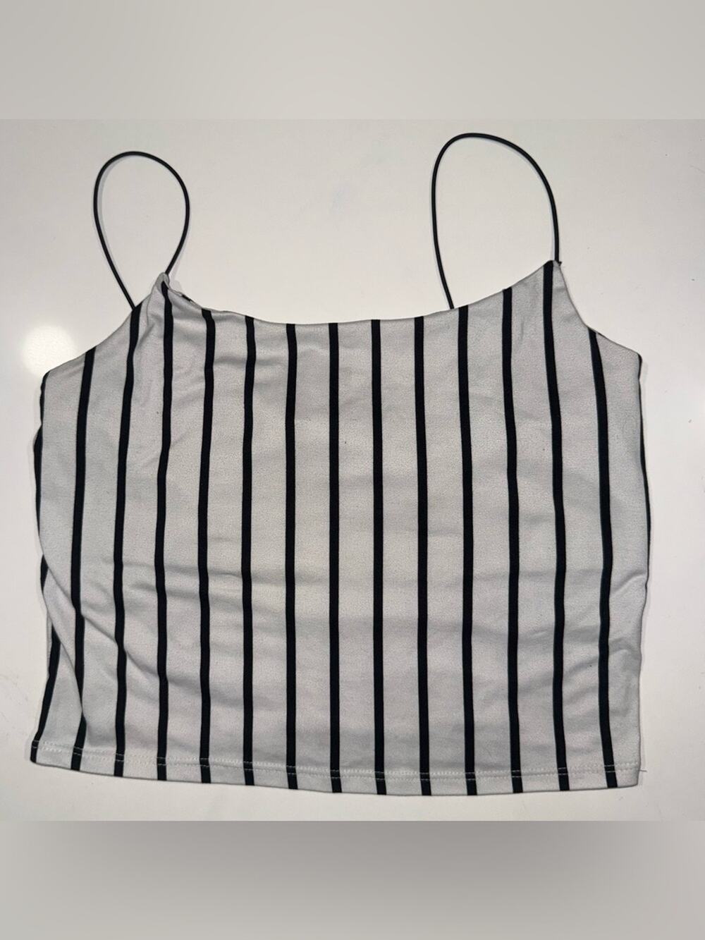 gaze Black and White Striped Crop Cami